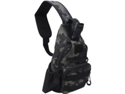 Riñonera deportiva Mali Outdoor Sports con puerto USB, fabricada en tela Oxford, ideal para escalada, pesca y ciclismo. Diseño de camuflaje verde.