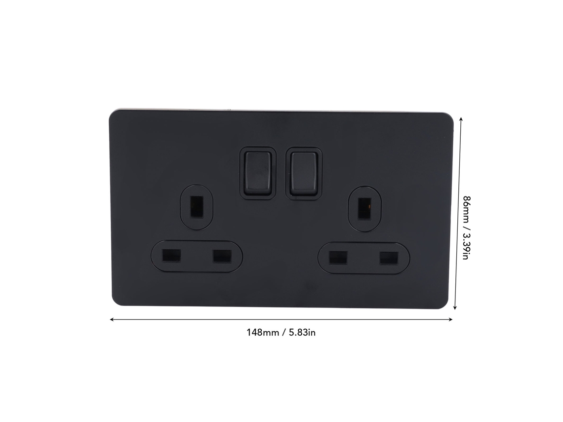 2026-as-interruptor Y Tomacorriente De Pared 2 Interruptores 2 Enchufes 13a Panel Acero Inoxidable Negro Base Pc Aislada
