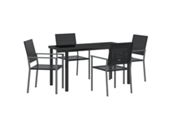 Juego de comedor de jardín VidaXL de 5 piezas en ratán sintético negro