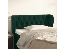 Cabecero de cama | Panel de cama con solapas de terciopelo 103x23x78/88cm Verde oscuro