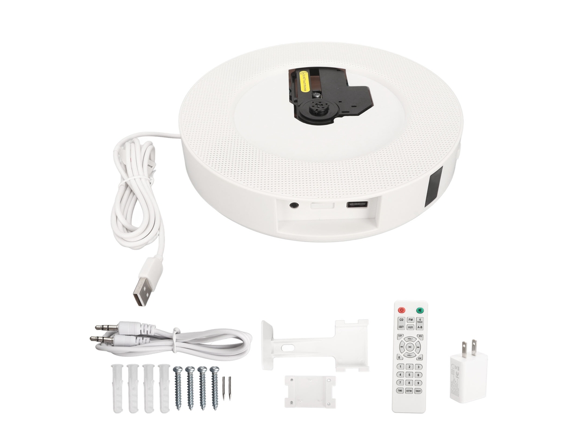 Player De Cd De Parede Com Bluetooth 5.0, Rádio Fm, Tela Lcd, Usb E Controle Remoto, 100‑240v Plug Us