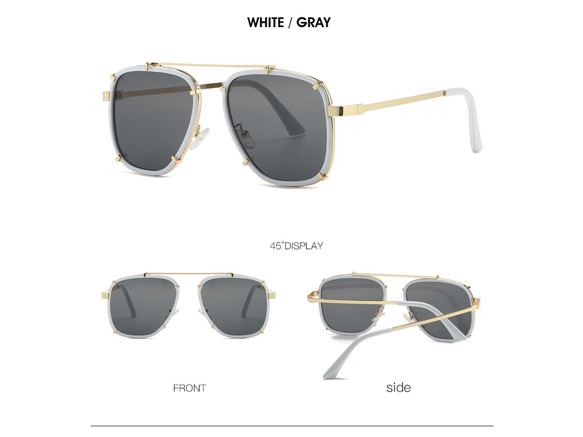 Gafas De Sol De Gran Tamaño Para Mujer, Tonos Degradados Retro, Uv400, Gafas De Sol Punk Para Hombre, Color Blanco Chrui