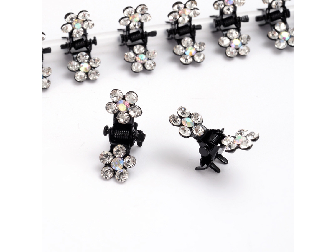 12 Clips Pelo Pequeño Strass Flor Para Boda/baile