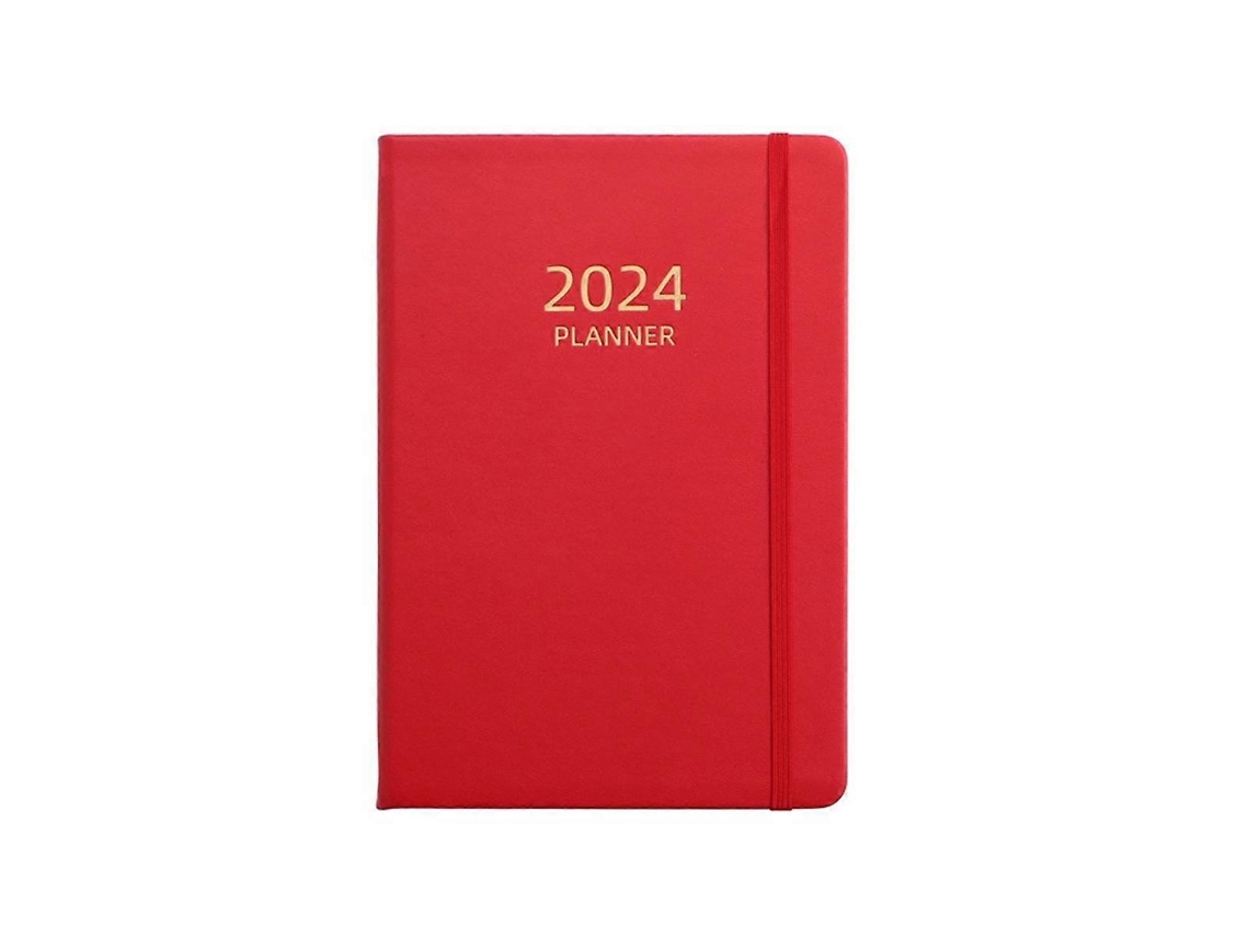 Agenda 2024 en idioma inglés, libreta con cierre elástico, tamaño A5.