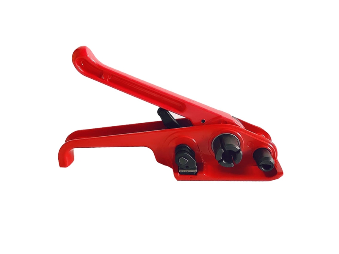 Máquina manual de flejado de plástico rojo para el hogar, la oficina y la escuela. Herramienta de tensado de flejes SFUSHOS.