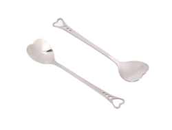 2pcs Colheres de Sobremesa de Aço Inoxidável com Design em Coração para Café Sorvete Bolo