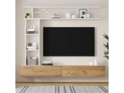 Panel Para Tv De 180x35x22,5 Cm, 3 Piezas, Madera Blanca, Hasta 80 Pulgadas.