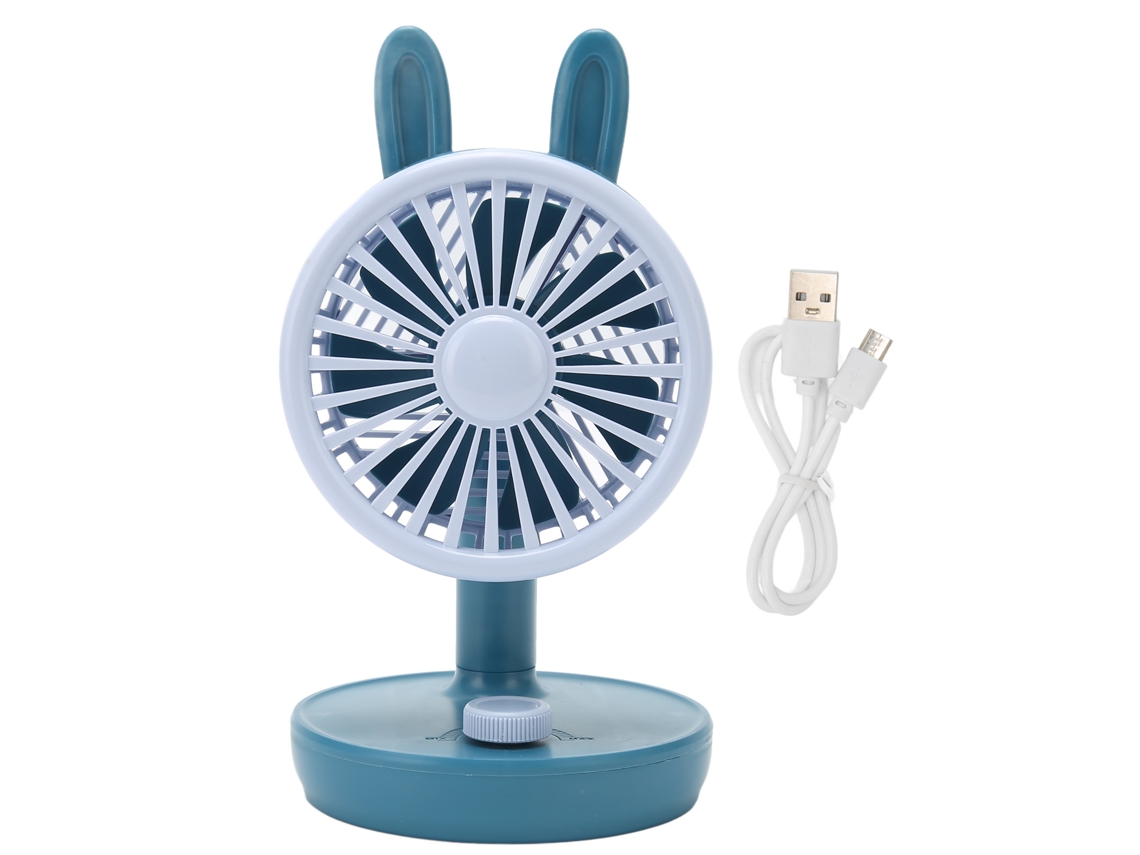 Ventilador De Escritorio Usb Pequeño Y Silencioso Con Un Bonito Diseño De Conejo Y Ángulo Ergonómico Ajustable - Azul