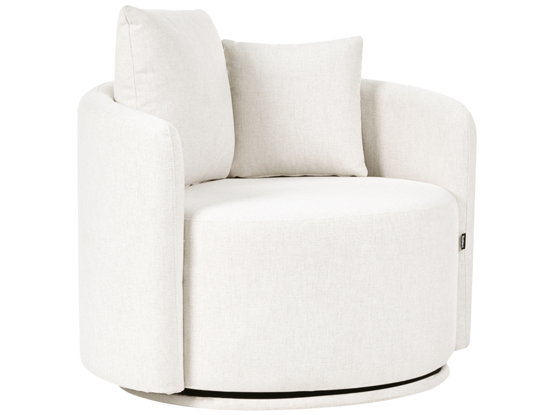 Poltrona Giratória Beliani Ennora De Tecido Branco 88x82x67