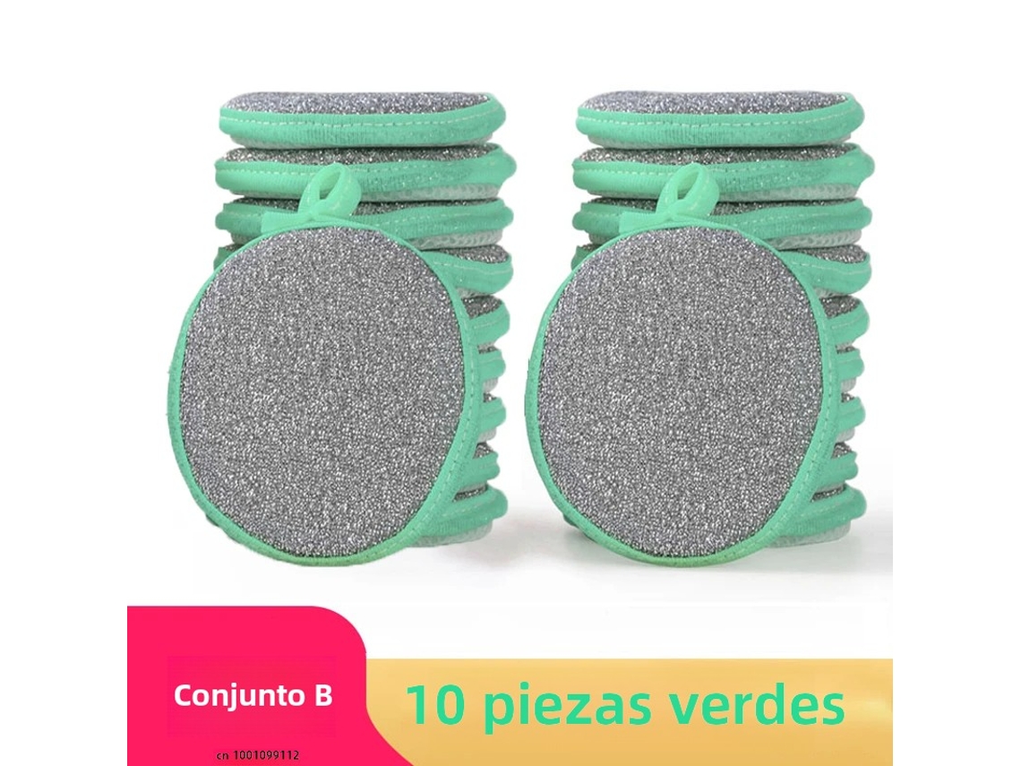 (20 Verdes) Esponjas De Limpieza De Doble Cara, Herramienta De Limpieza Ecológica