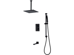 Conjunto De Ducha De Latón Galvanizado Con Grifo Mezclador Cuadrado Y Cabezal De Ducha Para Baño.