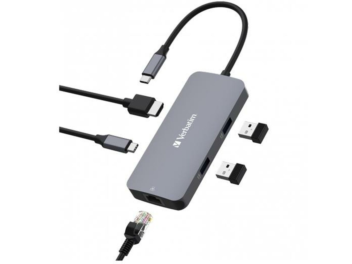 Caja de Almacenaje VERBATIM Pro (HDMI - USB-C - RJ45 - USB-A x 2 - USB-C 3.2 Gen 2 (3.1 Gen 2) - USB-A 3.2 - RJ45 x 1 - USB-C x 1 - 5)