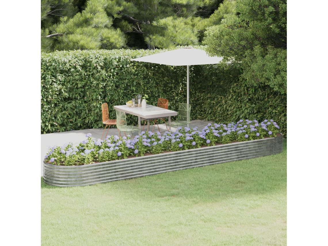 Jardín Elevado/Plantador de Acero con Revestimiento en Polvo Plateado 507X100X36 cm