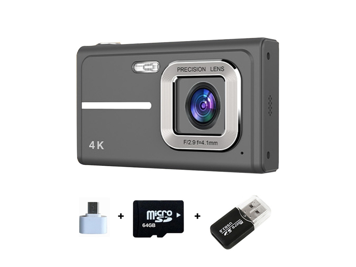 Câmera Digital 4k Hd Zoom 16x Autofoco Câmera Ccd De Tela De 2.4 Polegadas 64g Preta 