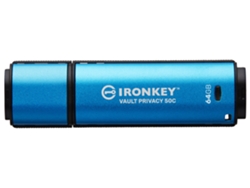 KINGSTON TECHNOLOGY Ironkey Vault Privacy 50 Unidad Flash Usb 64 Gb Usb Tipo C 3.2 Gen 1 3.1 Gen 1 Negro Azul