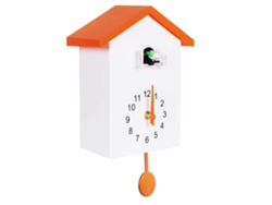 Reloj de pared de estilo nórdico con pájaro cuco que sale de la ventana para indicar la hora. Jeiibrzui