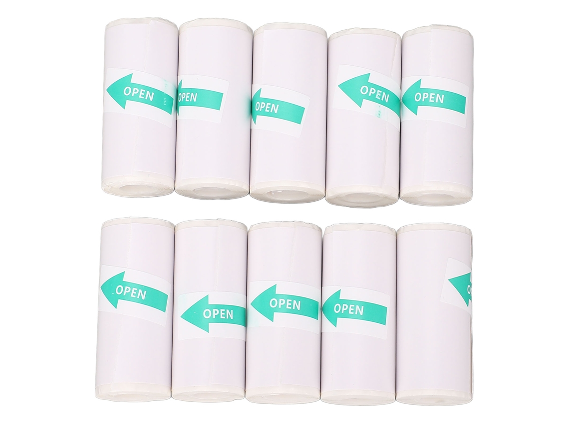 10 Rollos De Papel Térmico Autoadhesivo De Pvc De 57x25 Mm Para Impresoras Portátiles, Etiquetadoras Y Cámaras.