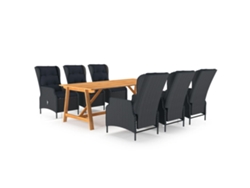 Juego de comedor de jardín de 7 piezas DKD Home Decor en gris oscuro