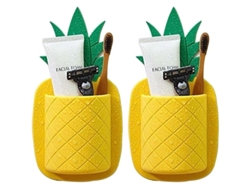 Soporte Para Cepillos De Dientes Con Forma De Piña - Montaje En Pared (no Requiere Taladro), Silicona, Baño