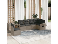 Conjunto de sofá de jardín de 6 piezas con cojines de mimbre gris, Dkd Home Decor
