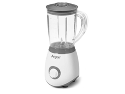 Licuadora blanca. Cuchillas de acero inoxidable. Potencia de 350 W y capacidad de 1,5 L.