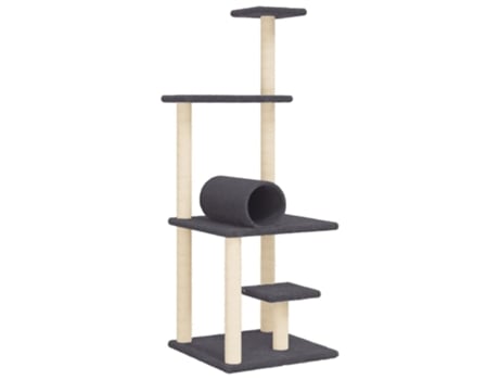Rascador para gatos con postes de sisal gris oscuro VIDAXL (136 cm)