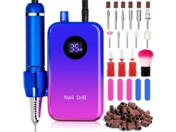 (¡azul!) Máquina De Uñas Eléctrica Portátil Profesional Con Pantalla, Recargable.