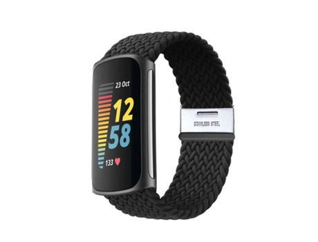 Correa Pulsera Trenzada Flexible para Fitbit by Google Charge 5 Negro