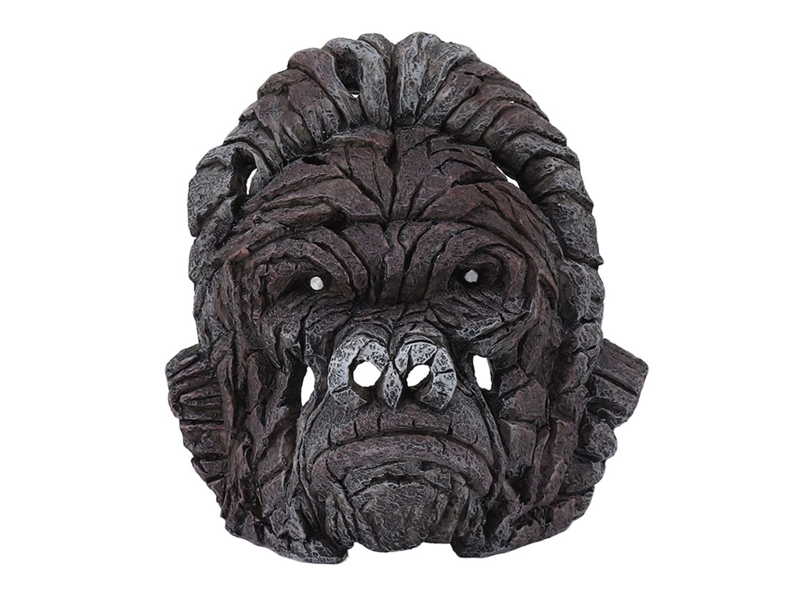 Escultura de cabeza de gorila de 16 cm, figura decorativa de resina para sala de estar y escritorio.