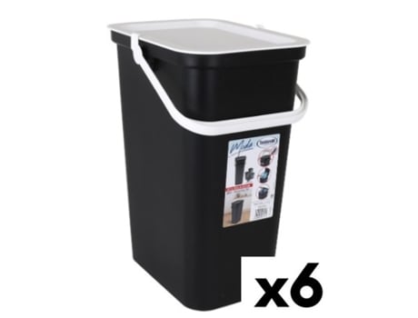 Cubo de Basura para Reciclaje TONTARELLI Moda 24 L Blanco Negro (6 Unidades)