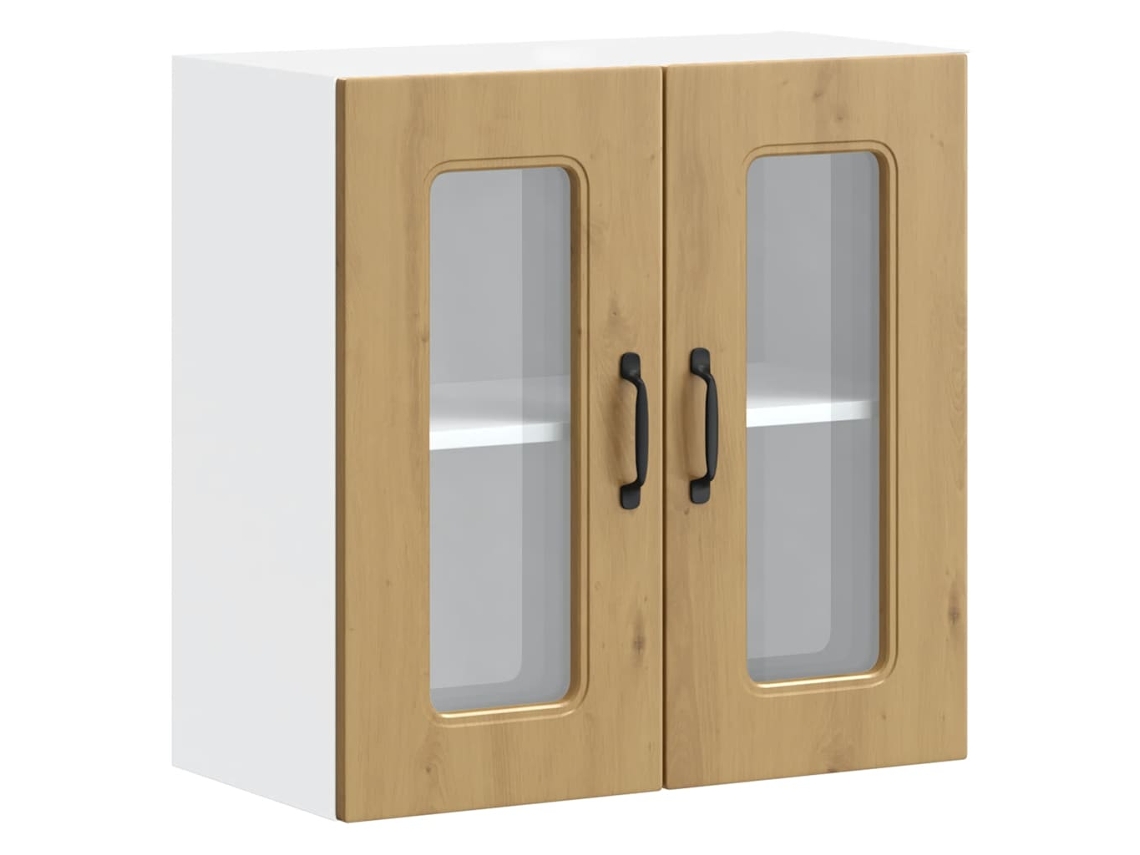 Maison Exclusive - Armario De Cocina De Pared Con Puerta De Cristal "kalmar" De, Roble Artesanal, Madera De Ingeniería