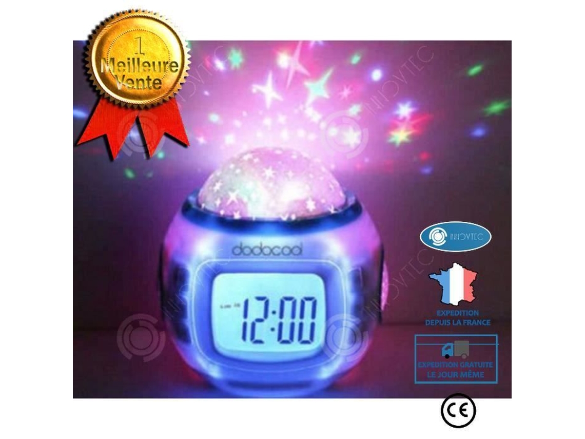 Proyector Radio Despertador Estrella LED LCD Despertador Música Termómetro Pr Cateau Navidad Cielo Estrellado Despertador LED para Niños TECH DISCOUNT