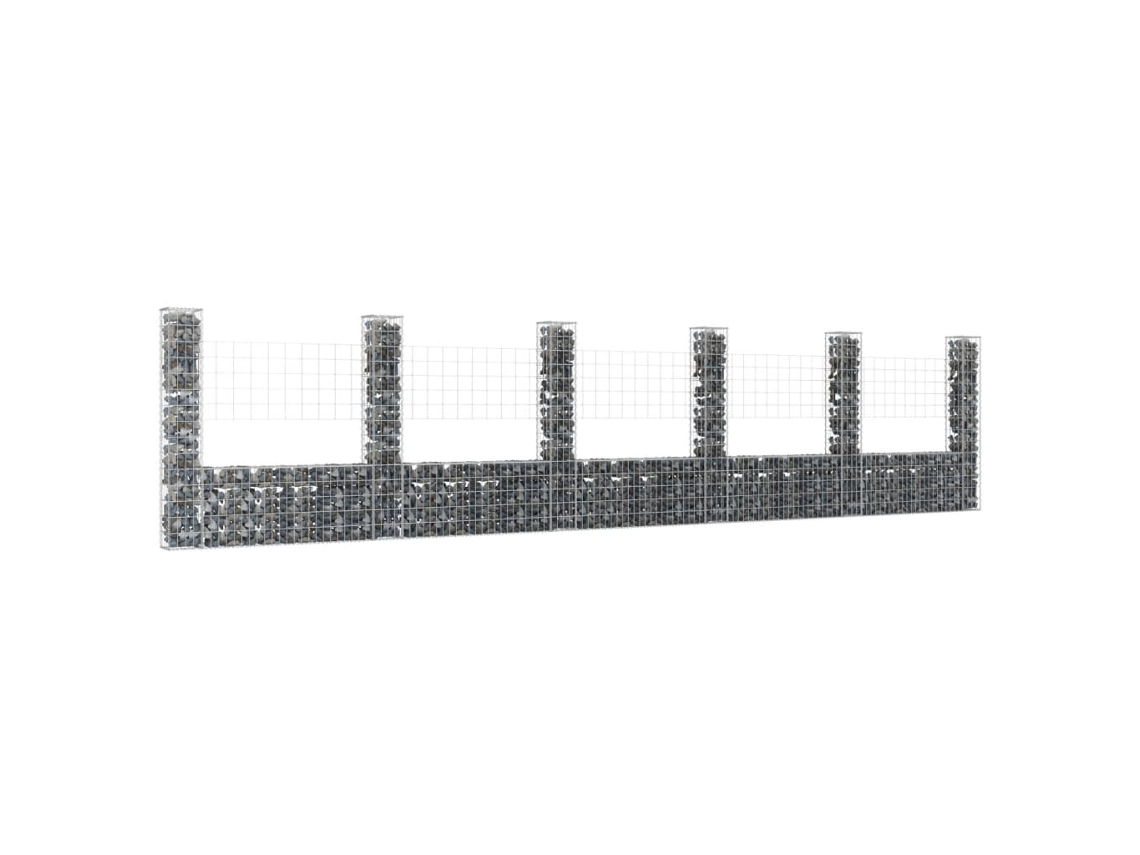 Cesta de gaviones con forma de UC / 6 postes 620x20x150 cm Hierro Dkd Decoración del hogar