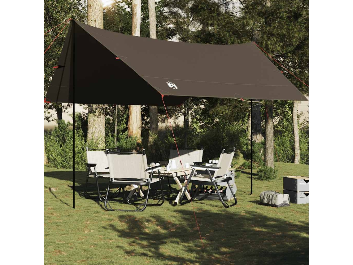 Lona de camping impermeable marrón de 438x376x212 cm