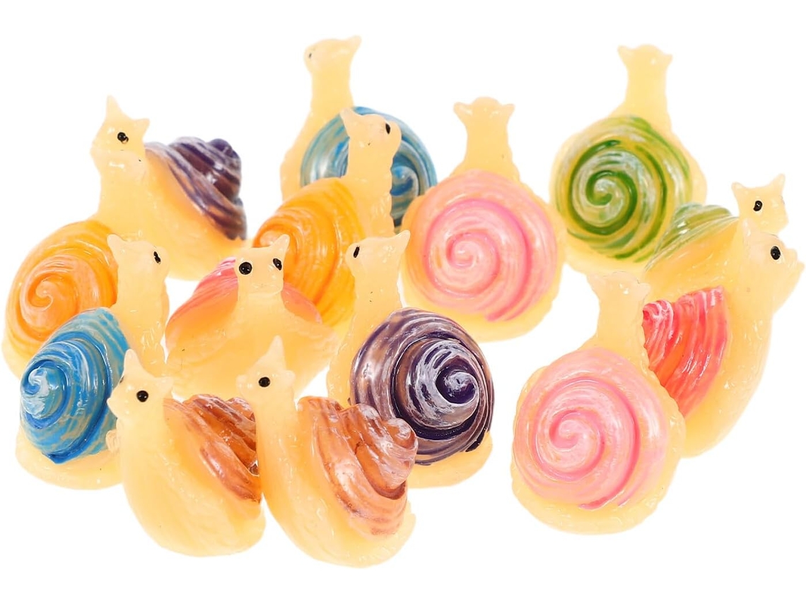 Juego De 14 Caracoles Miniatura De Resina Para Decoración, Figuras De Caracoles De Resina