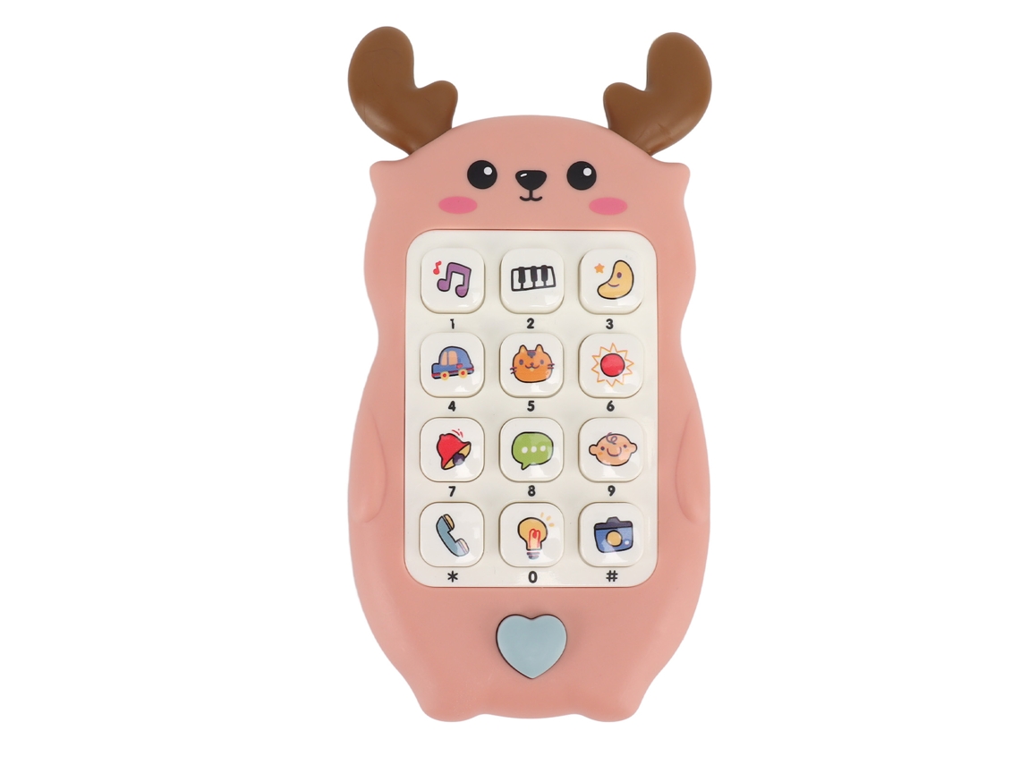 Ats-juguete Teléfono Bebé Interactivo Con Música Y Luces Masticable Educativo Teléfono Inteligente Bebé Rosa