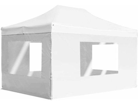 vidaXL Carpa plegable profesional con paredes aluminio blanca 4,5x3 m