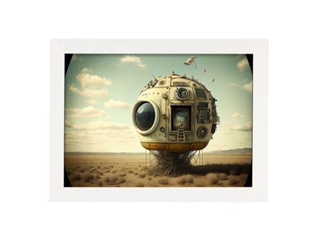 NACNIC Poster Estación De Observación En Estilo Surrealismo Cinematográfico Ilustraciones Y Grabados De Historieta A4 Marcos Blancos
