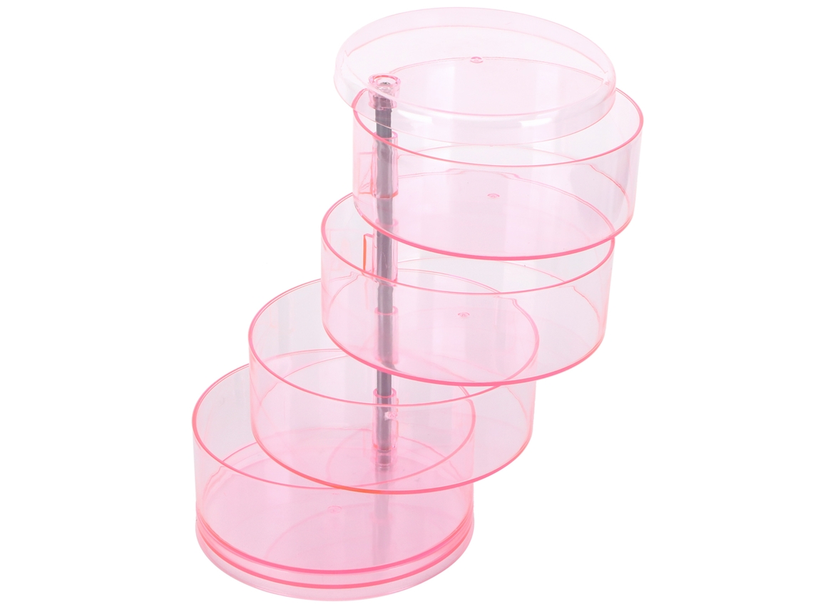 Caja De Almacenamiento Giratoria Multicapa Rosa Para Joyas Y Cosméticos.