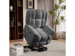 Cadeira de Massagem Elétrica SIMURQ Tecido Felpudo 87x65cm com Aquecimento e 8 Pontos Poltrona Reclinável para Sala