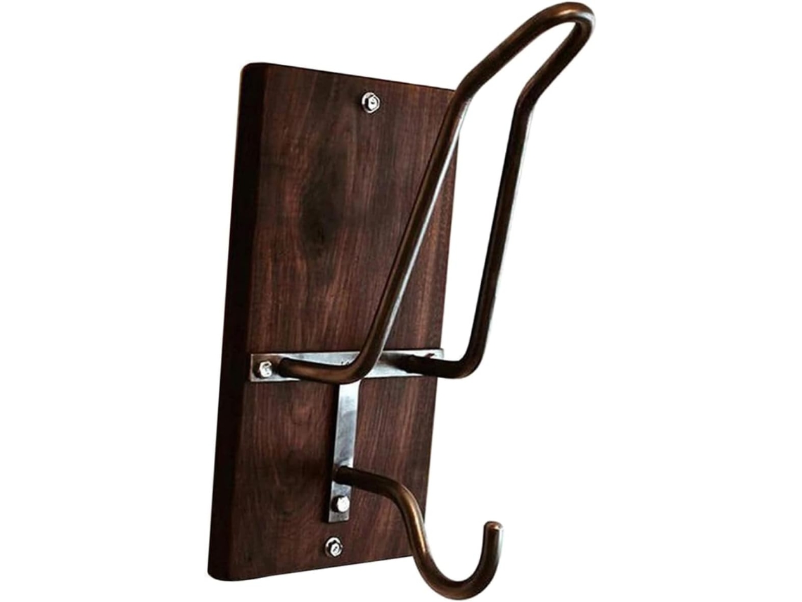Soporte De Pared Para Llaves De Casco De Motocicleta, Diseño De Madera Y Metal, Color Marrón, Resistente.