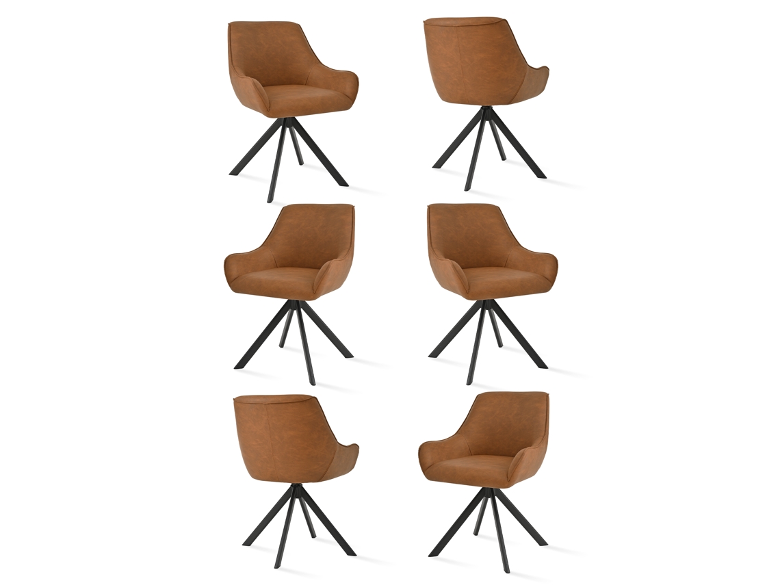 Sillas De Comedor Goeurvant 1178(pack De 6, Marrón, Cuero Pu)
