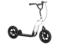 Patinete Con Manillar Ajustable, Ruedas Grandes, Caballete Lateral, Freno, Para Edades De 5 A 12 Años, Color Blanco.