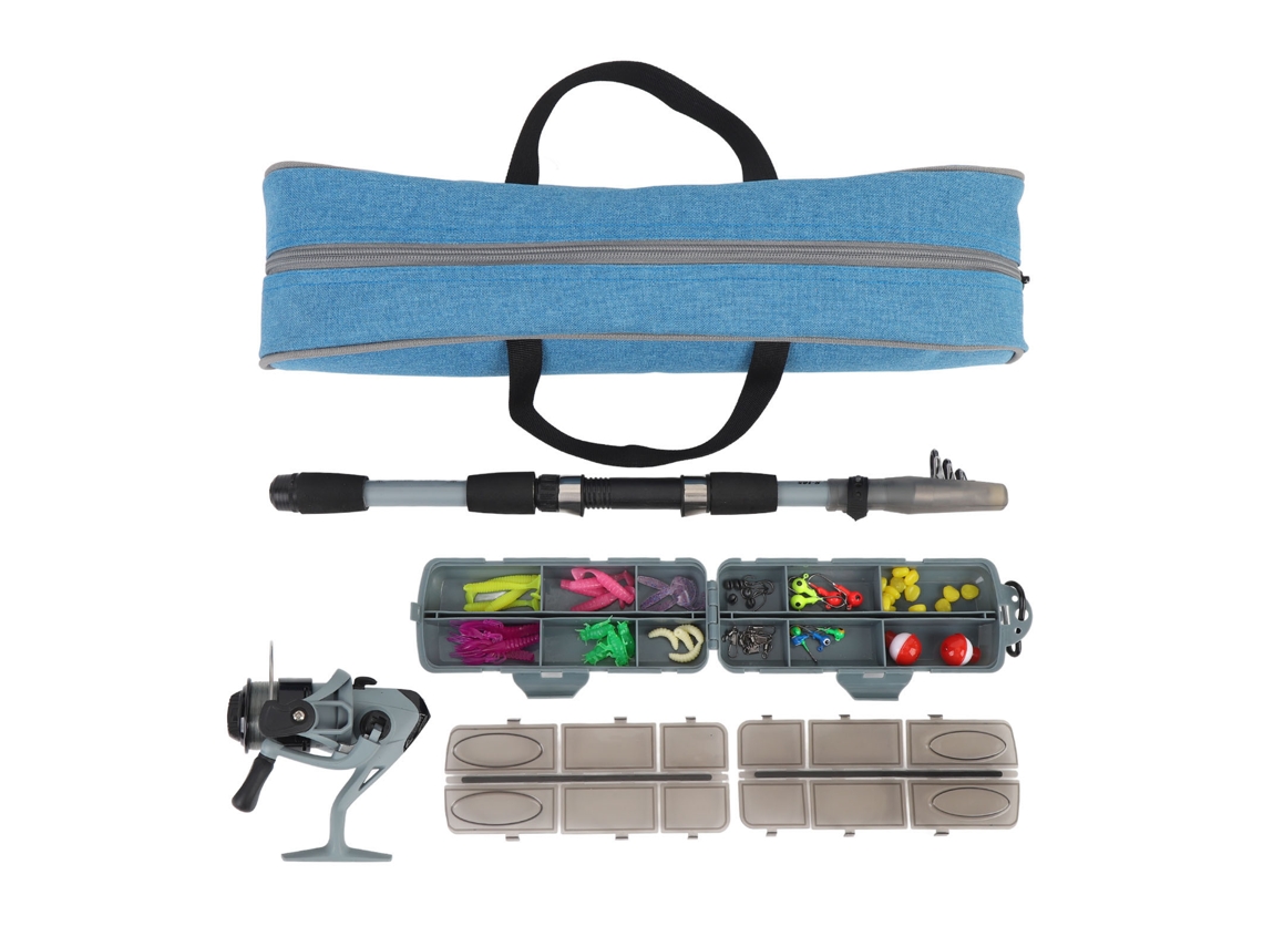 Kit De Pesca Para Niños Con Caña Telescópica 1.65m, Mango Antideslizante Eva, Carrete Y Caja De Accesorios Para Exterior