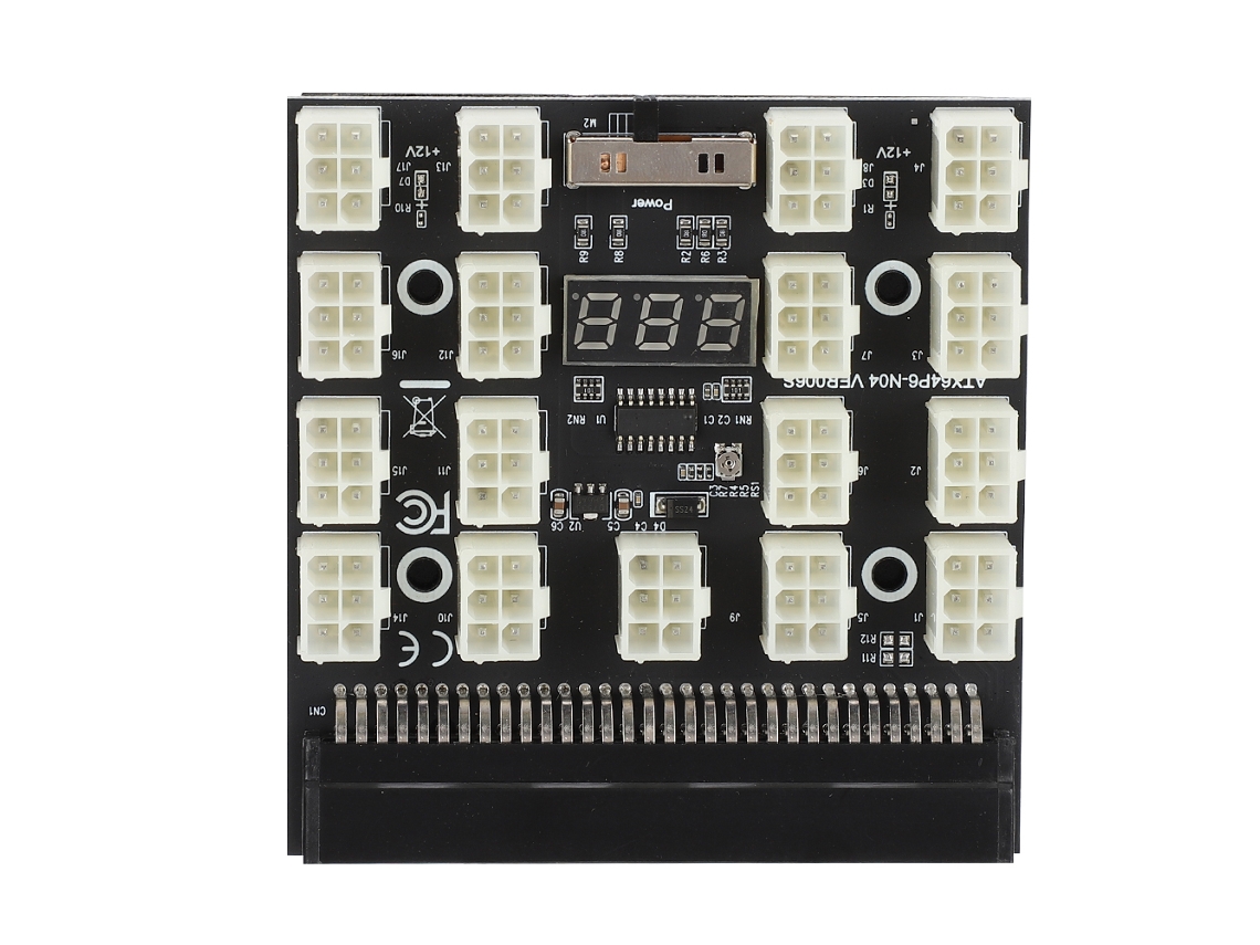 Adaptador Convertidor De Potencia Para Servidor, Placa De 17 Pines Y 6 V, Para Minería, Con Pantalla Led.