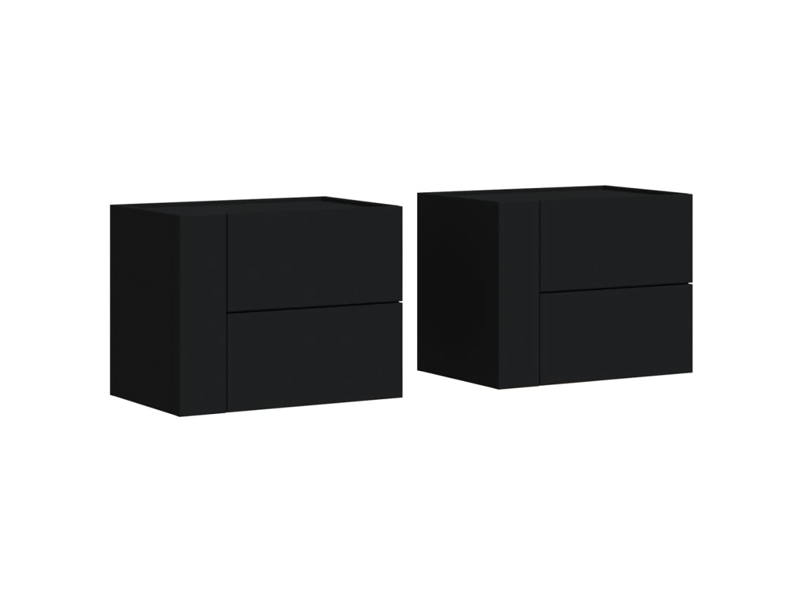 Maison Exclusive - Mesitas De Noche De Pared 2 Unidades Negra 45x30x35 Cm