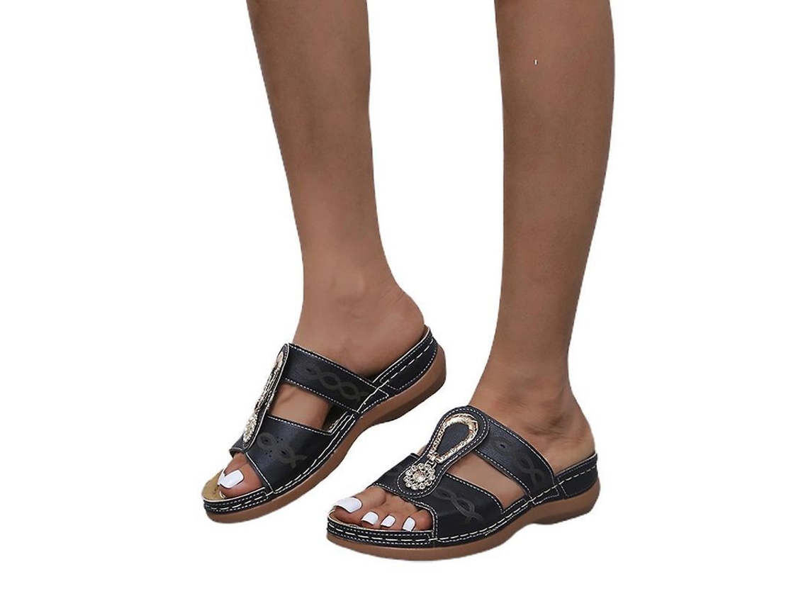 2026-zapatos De Mujer Con Piedras Strass, Toe Abierto, Sandalias Casuales Con Tacón Wedge
