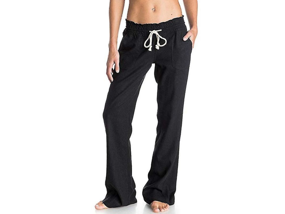 2026-pantalones De Algodón Y Lino Para Mujer Pantalones De Playa Con Bolsillos Y Cintura Elástica Ajustable