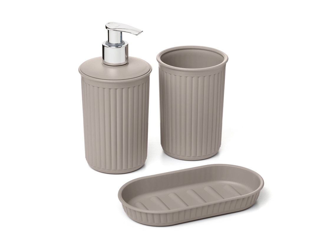TATAY Juego De Baño Baobab De 3 Piezas En Plástico Pp05. Gris pardo
