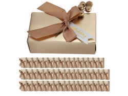Cajas de regalo de dulces para bodas (50 unidades con cinta dorada)